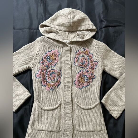 Julie Fagerholt, Heartmade Hooded Beige embellished Wool Angora Cardigan Size S - Picture 2 of 16